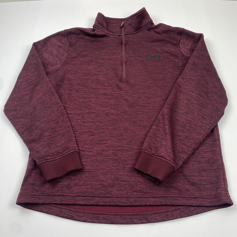 Under Armour Sweatshirt Mens Small Maroon Red ColdGear 1/4 Zip Fleece Pullover